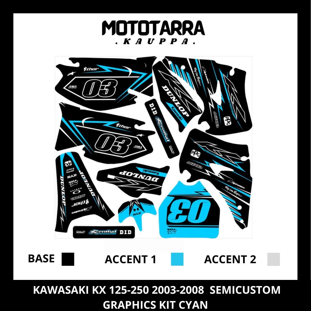 Kawasaki KX 125-250 2003-2008 CYAN Tarrasarja