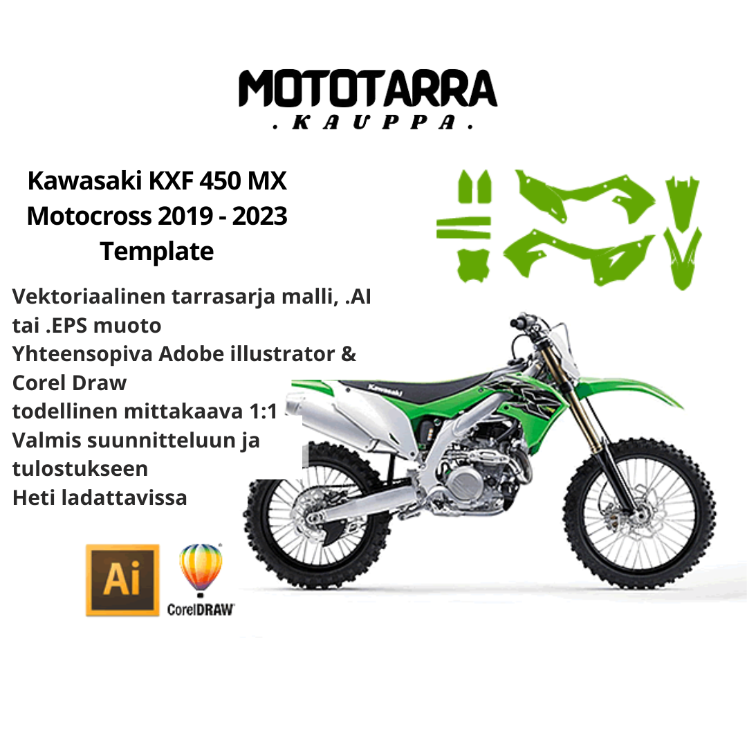 Kawasaki KXF 450 MX Motocross 2019 2020 2021 2022 2023 Graphics Template