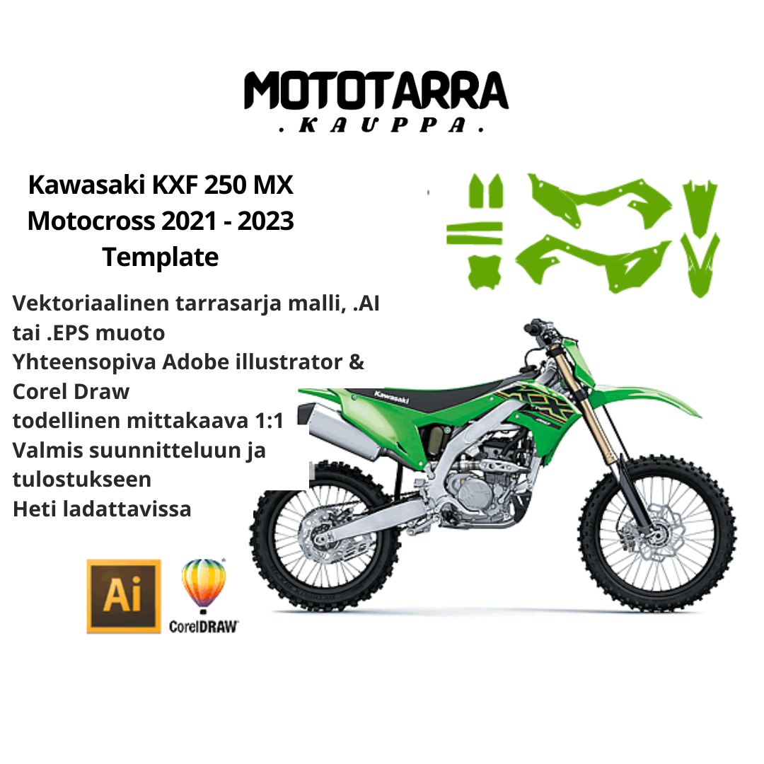 Kawasaki KXF 250 MX Motocross 2021 2022 2023 Graphics Template