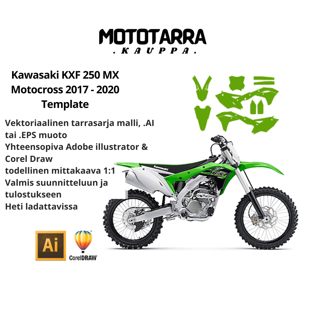 Kawasaki KXF 250 MX Motocross 2017 2018 2019 2020 Graphics Template