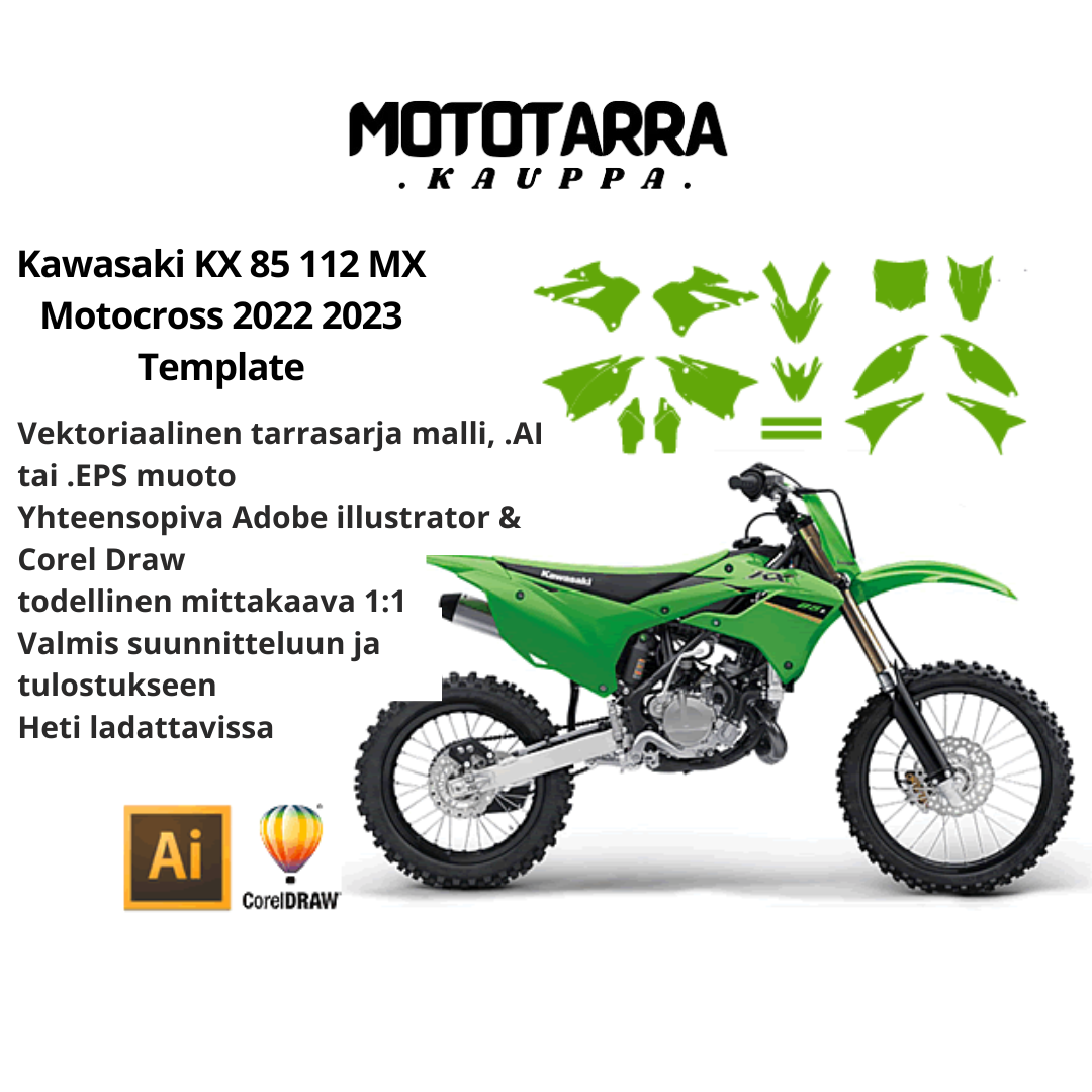 Kawasaki KX 85 112 MX Motocross 2022 2023 Graphics Template