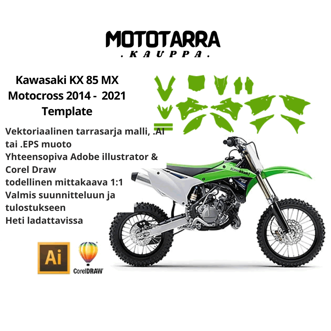 Kawasaki KX 85 MX Motocross 2014 2015 2016 2017 2018 2019 2020 2021 Graphics Template