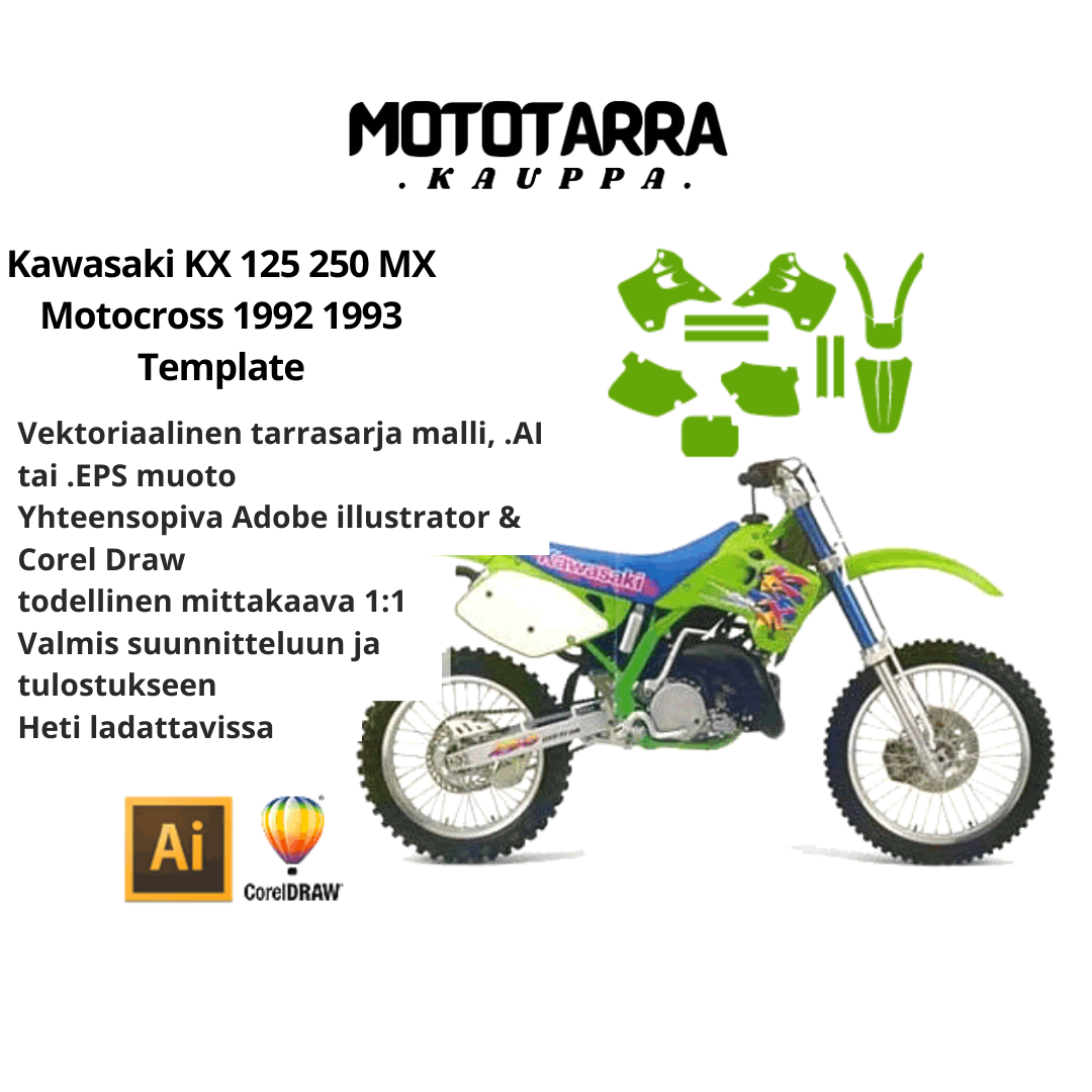 Kawasaki KX 125 250 MX Motocross 1992 1993 Tarrasarja Template