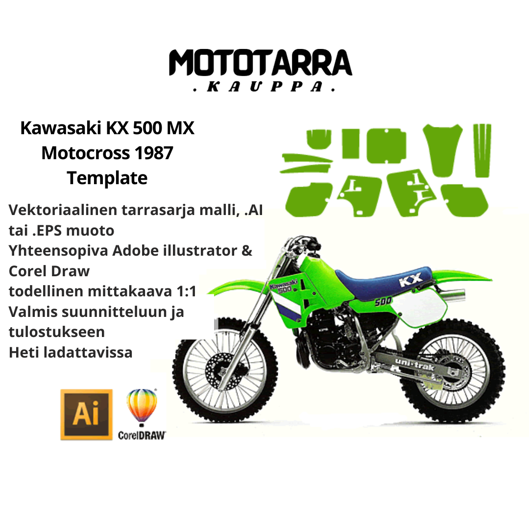 Kawasaki KX 500 MX Motocross 1987 Graphics Template