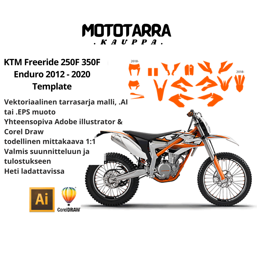 KTM Freeride 250F 350F Enduro 2012 2013 2014 2015 2016 2017 2018 2019 2020 Graphics Template