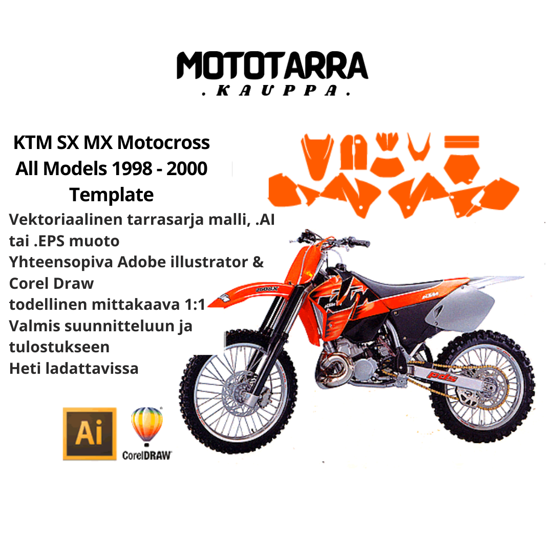 KTM SX MX Motocross All Models 1998 1999 2000 Graphics Template