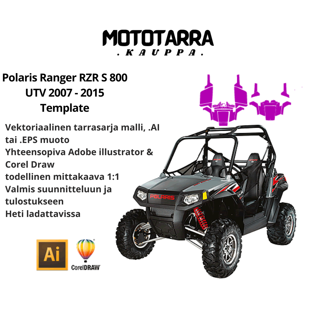 Polaris Ranger RZR S 800 UTV 2007 2008 2009 2010 2011 2012 2013 2014 2015 Graphics Template