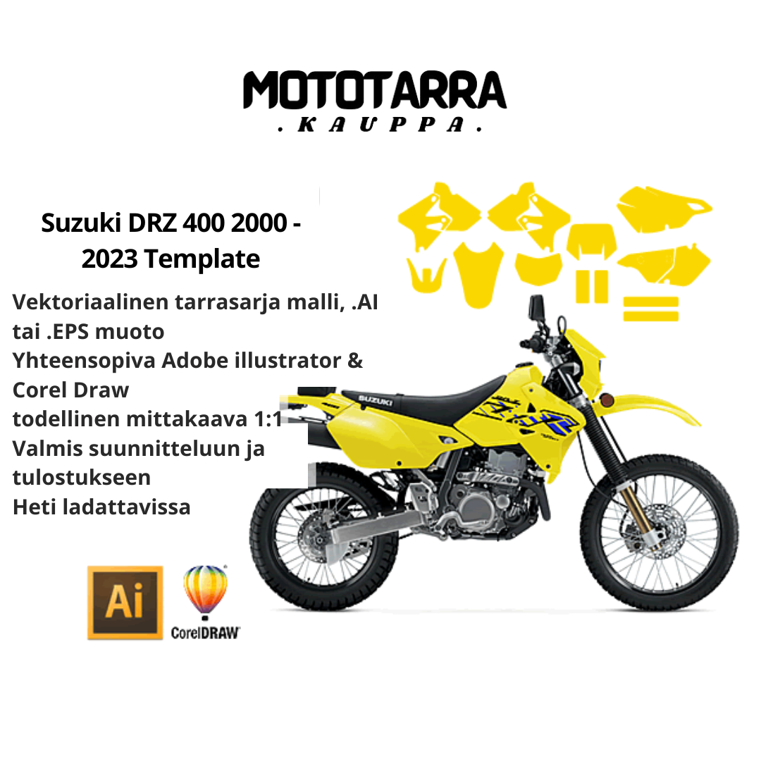 Suzuki DRZ 400 2000 2001 2002 2003 2004 2005 2006 2007 2008 2009 2010 2011 2012 2013 2014 2015 2016 2017 2018 2019 2020 2021 2022 2023 Graphics Template