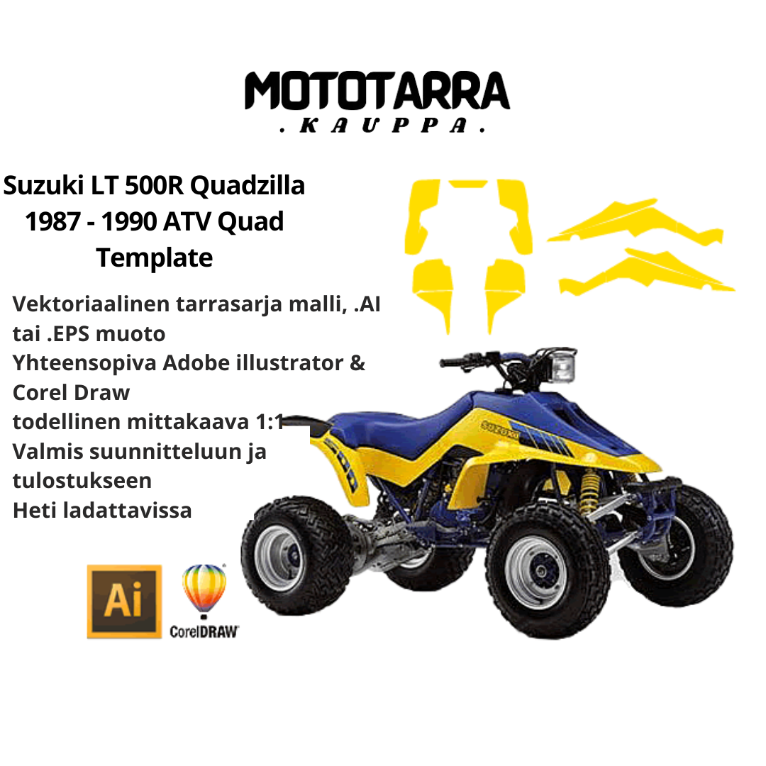 Suzuki LT 500R Quadzilla 1987 1988 1990 ATV Quad Graphics Template