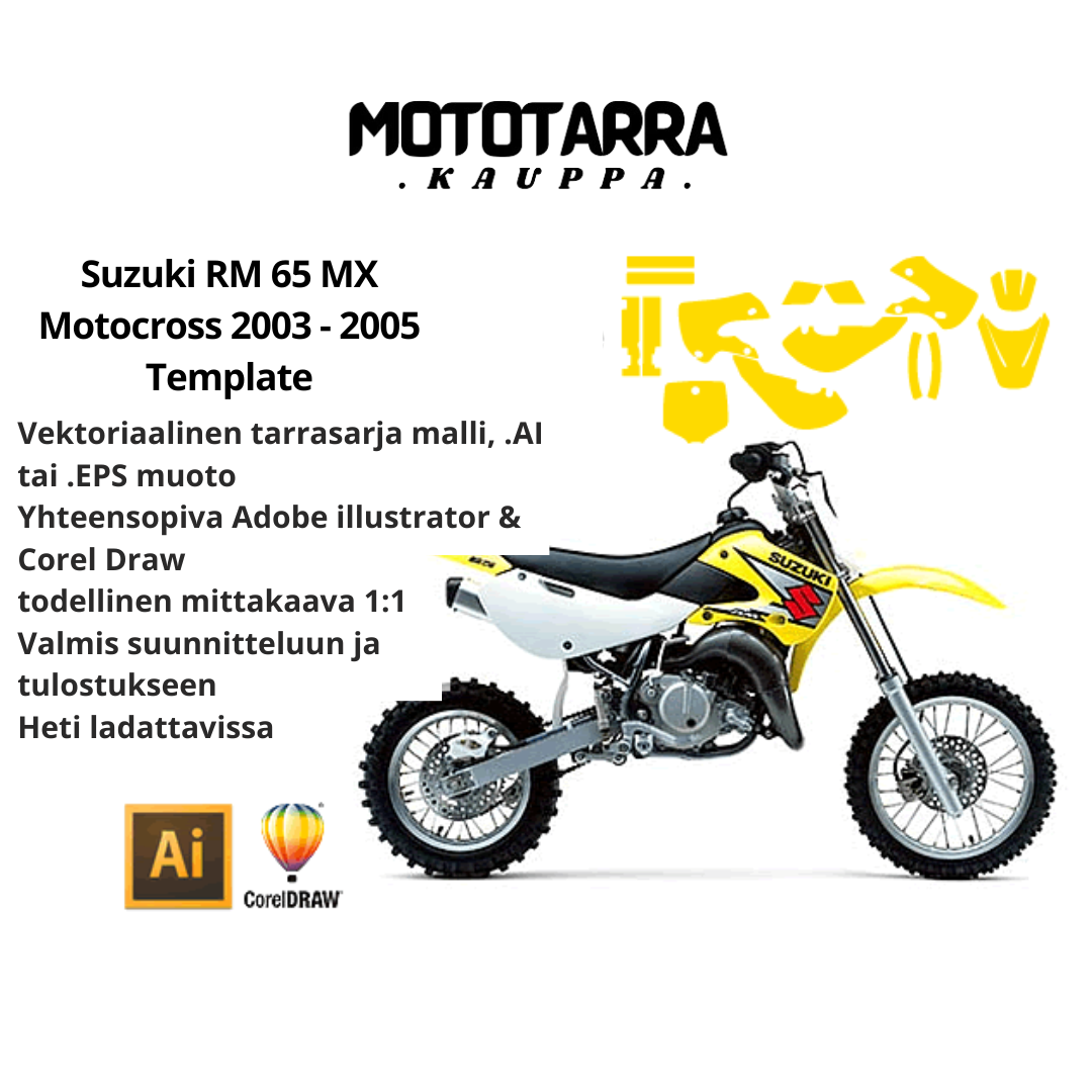 Suzuki RM 65 MX Motocross 2003 2004 2005 Graphics Template