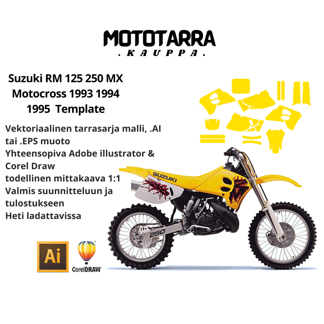 Suzuki RM 125 250 MX Motocross 1993 1994 1995 Graphics Template