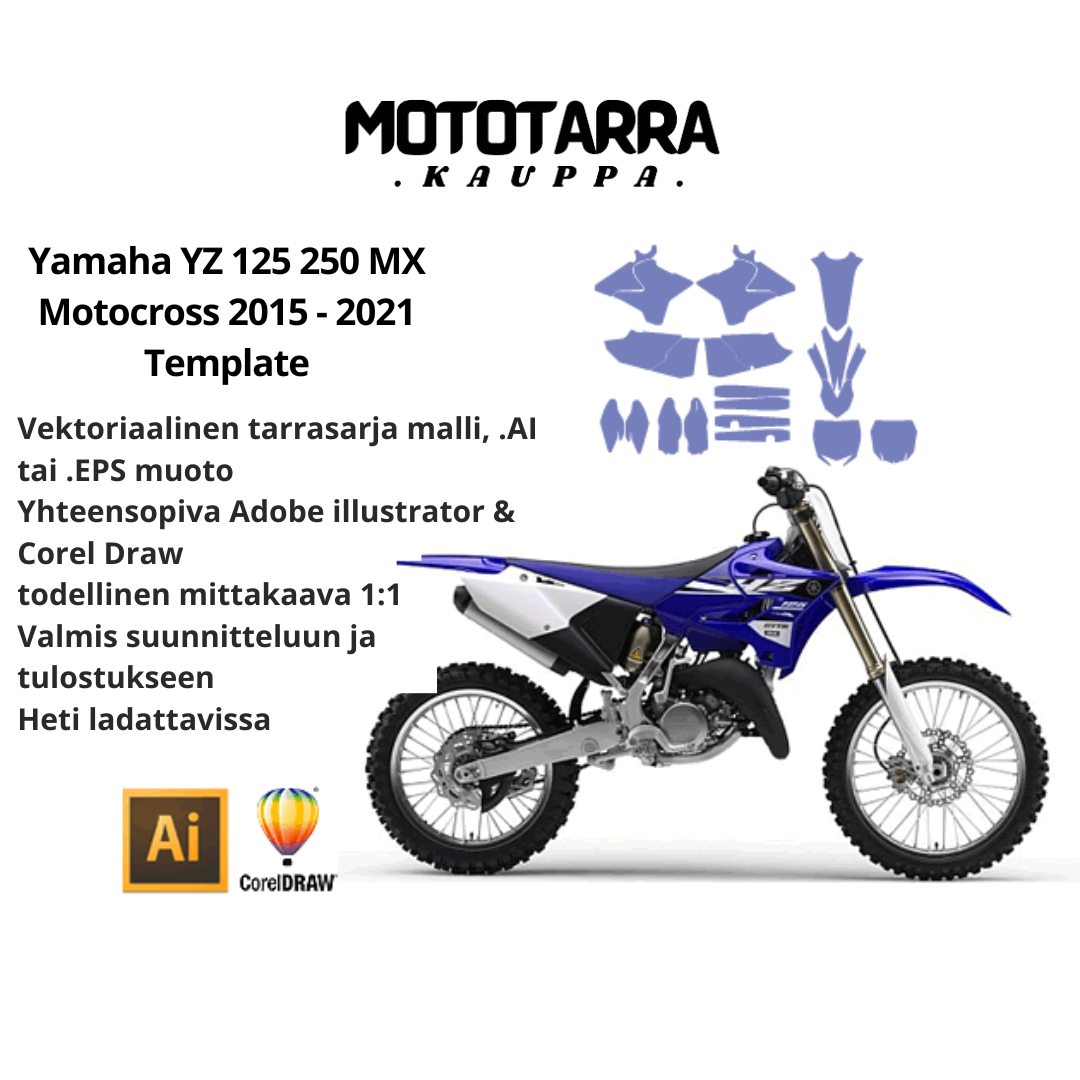 Yamaha YZ 125 250 MX Motocross 2015 2016 2017 2018 2019 2020 2021 Graphics Template