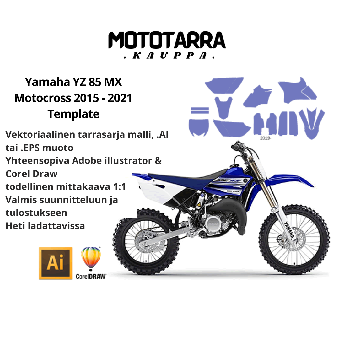 Yamaha YZ 85 MX Motocross 2015 2016 2017 2018 2019 2020 2021 Graphics Template