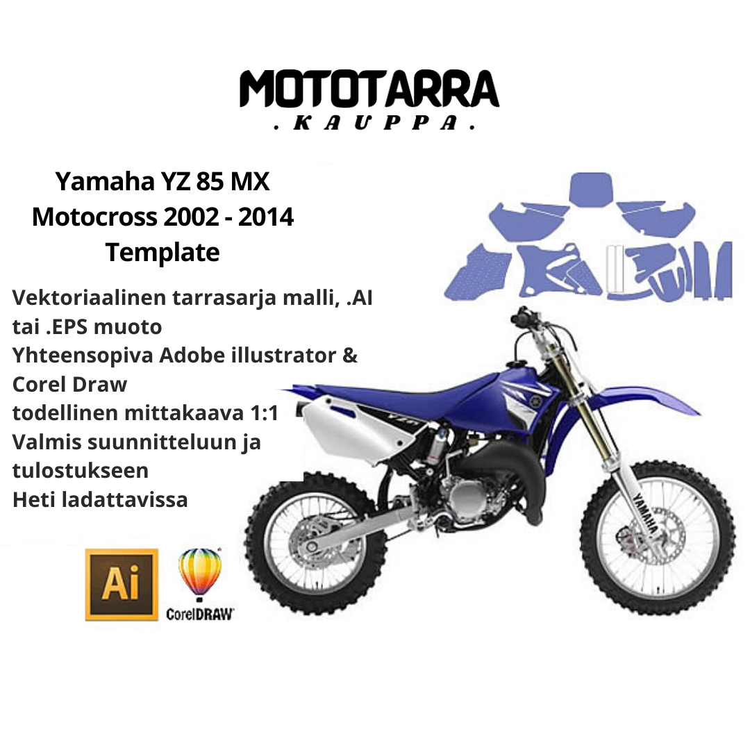 Yamaha YZ 85 MX Motocross 2002 2003 2004 2005 2006 2007 2008 2009 2010 2011 2012 2013 2014 Graphics Template
