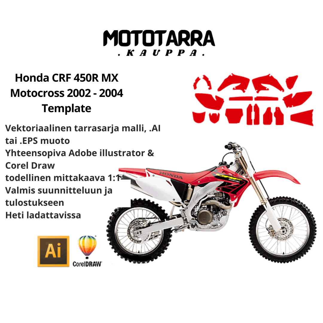 Honda CRF 450R MX Motocross 2002 2003 2004 Graphics Template
