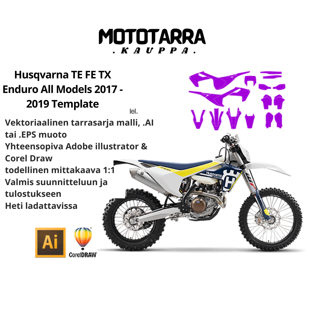 Husqvarna TE FE TX Enduro All Models 2017 2018 2019 Graphics Template