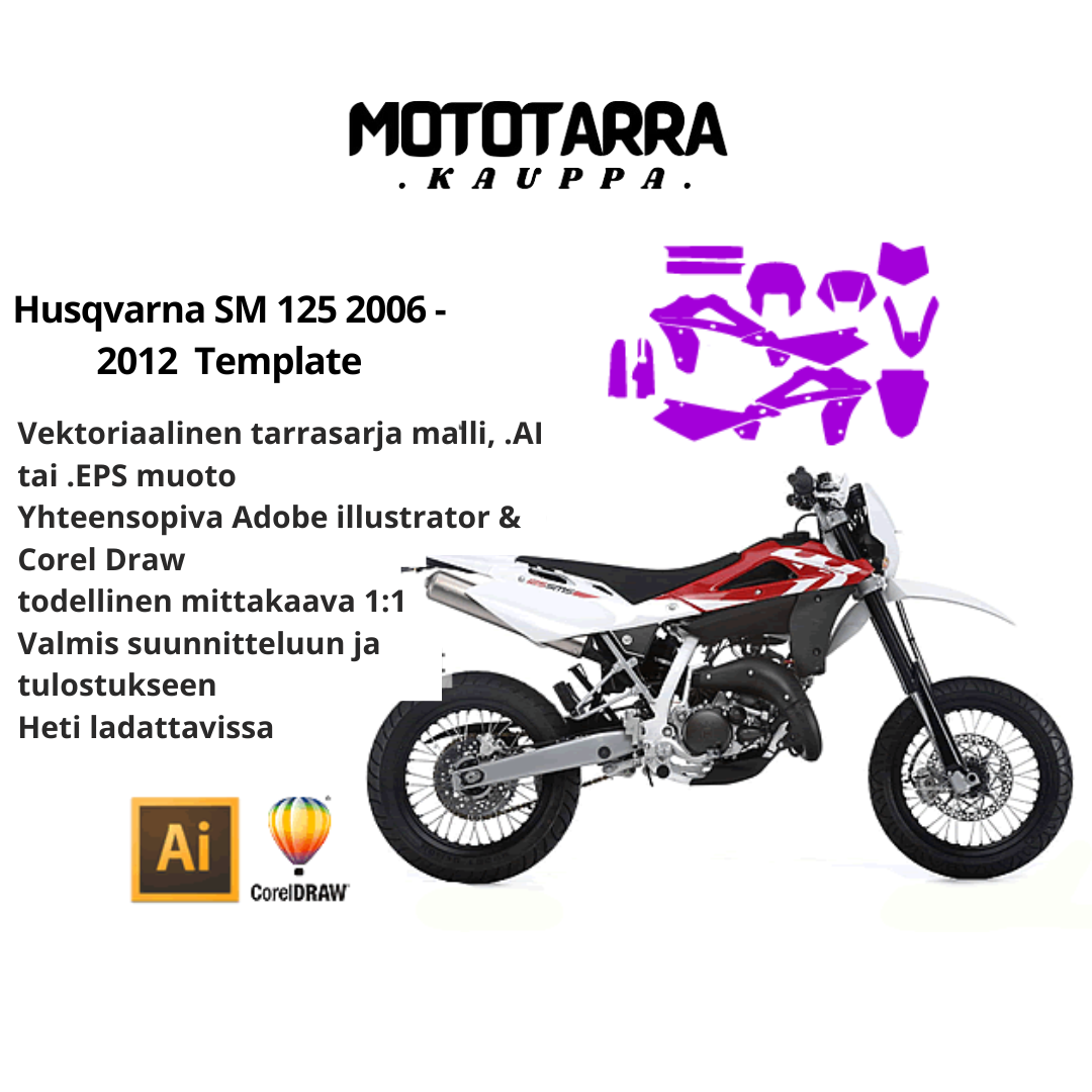 Husqvarna SM 125 2006 2007 2008 2009 2010 2011 2012 Graphics Template