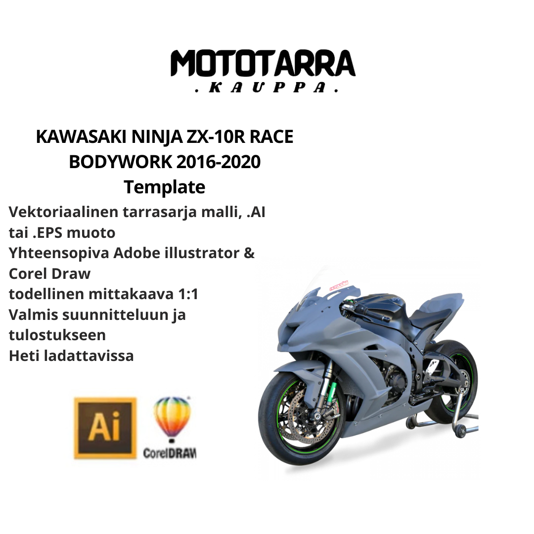 KAWASAKI NINJA ZX-10R RACE BODYWORK 2016-2020 Template