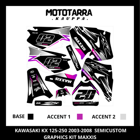 Kawasaki KX 125-250 2003–2008 Schwarz Dekor