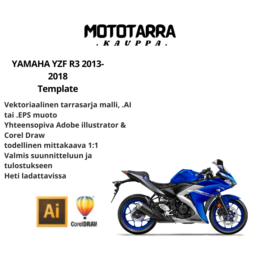 YAMAHA YZF R3 2013-2018  graphics Template