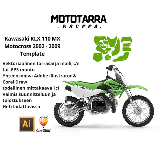 Kawasaki KLX 110 MX Motocross 2002 2003 2005 2006 2007 2008 2009 Graphics Template