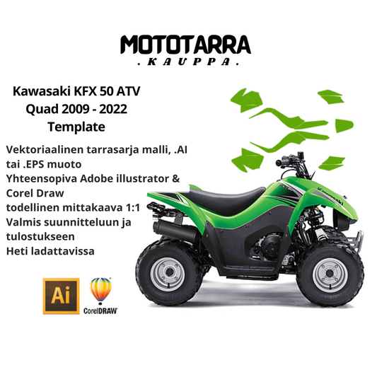Kawasaki KFX 50 ATV Quad 2009 2010 2011 2012 2013 2014 2015 2016 2017 2018 2019 2020 2021 2022 Graphics Template