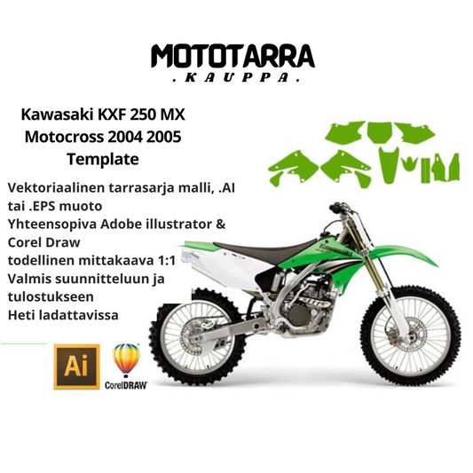 Kawasaki KXF 250 MX Motocross 2004 2005 Graphics Template
