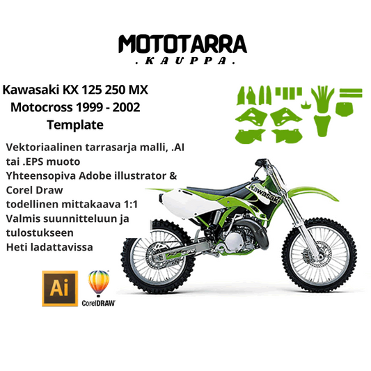 Kawasaki KX 125 250 MX Motocross 1999 2000 2001 2002 Graphics Template
