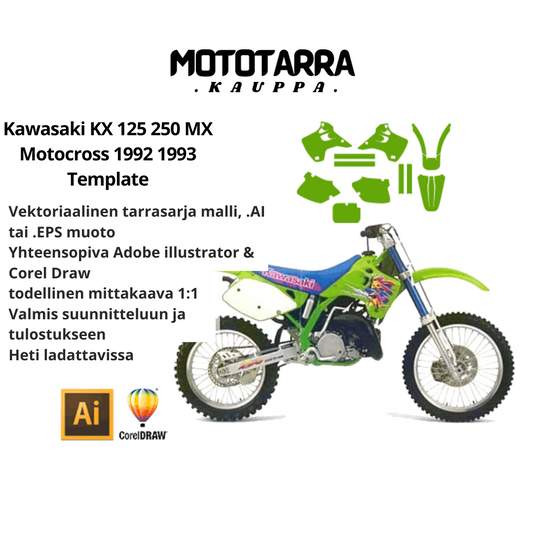Kawasaki KX 125 250 MX Motocross 1992 1993 Graphics Template