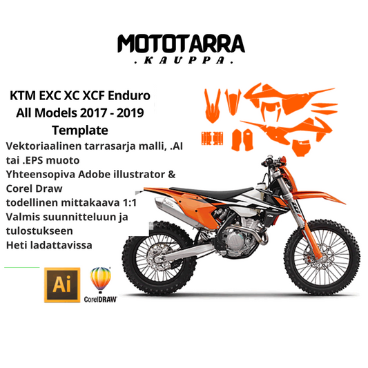 KTM EXC XC XCF Enduro All Models 2017 2018 2019 Graphics Template