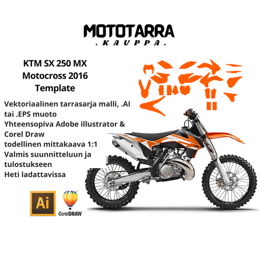 KTM SX 250 MX Motocross 2016 Graphics Template