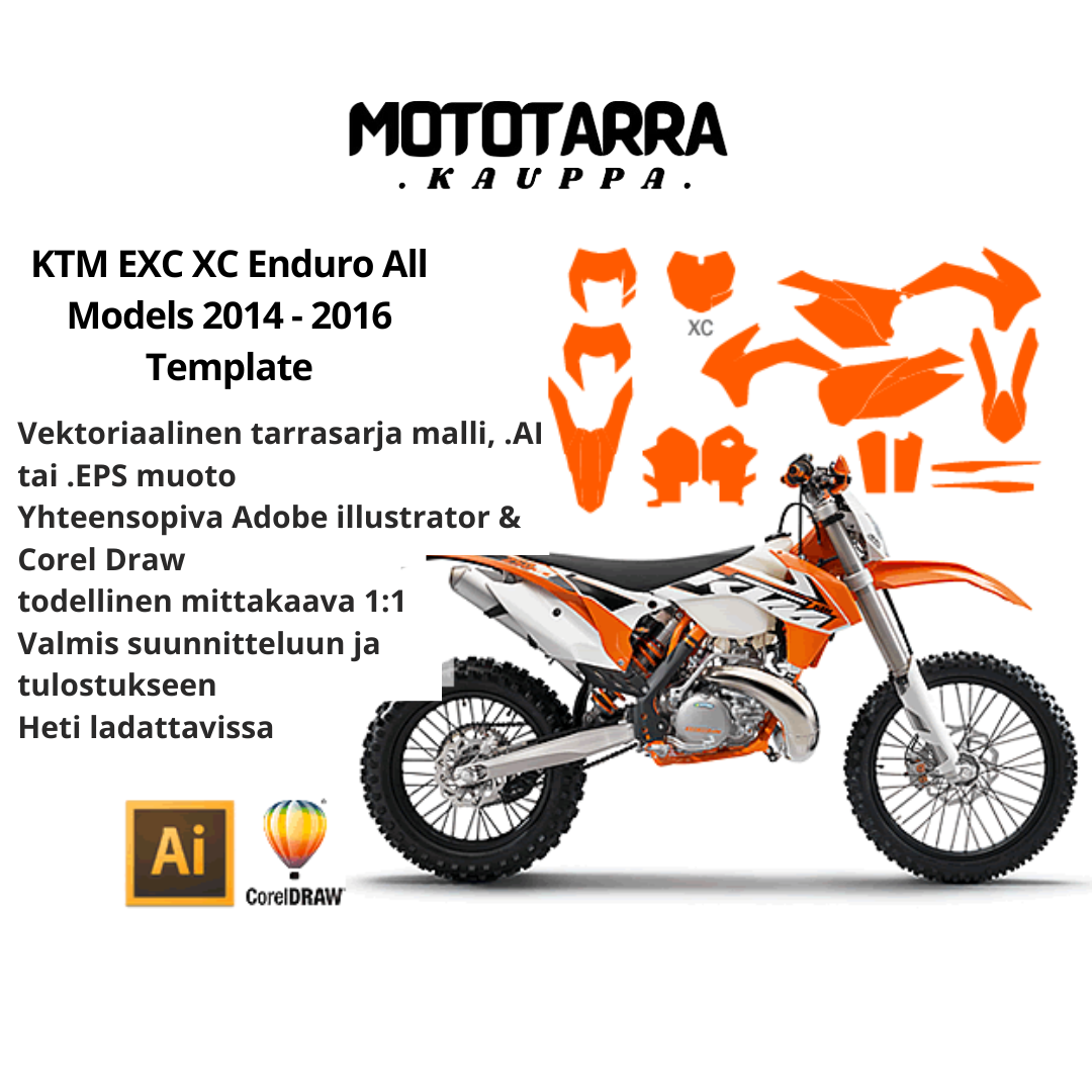 KTM EXC XC Enduro All Models 2014 2015 2016 Graphics Template