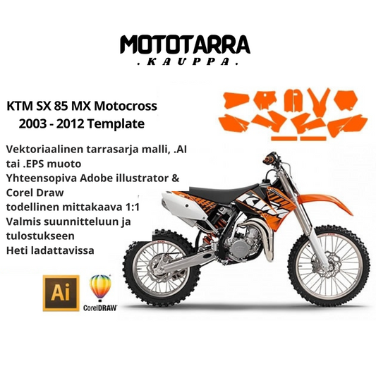 KTM SX 85 MX Motocross 2003 2004 2005 2006 2007 2008 2009 2010 2011 2012 Graphics Template