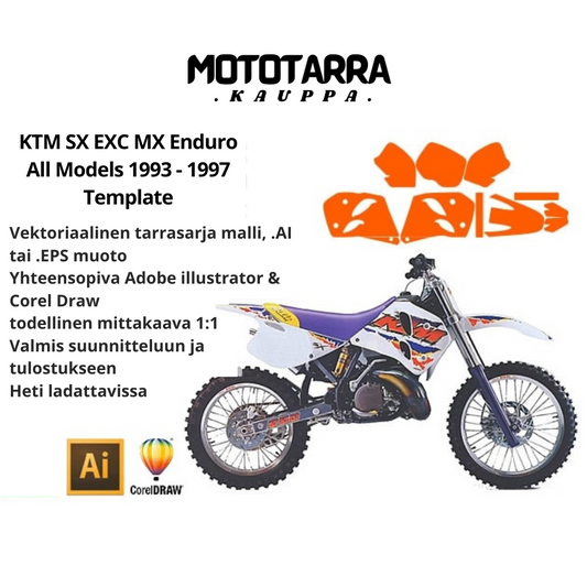 KTM SX EXC MX Enduro All Models 1993 1994 1995 1996 1997 Graphics Template