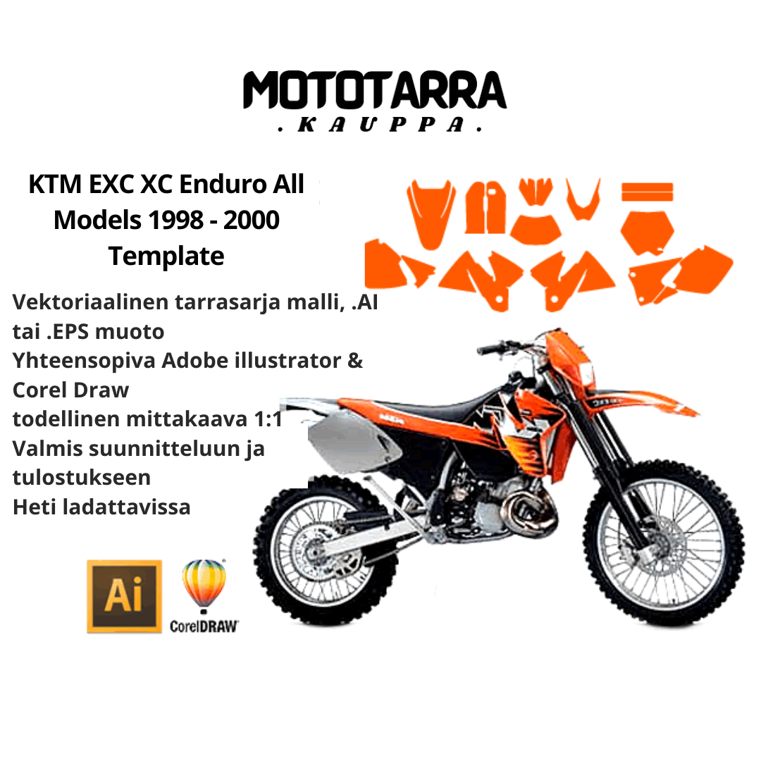 KTM EXC XC Enduro All Models 1998 1999 2000 Graphics Template