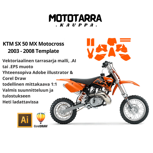 KTM SX 50 MX Motocross 2003 2004 2005 2006 2007 2008 Graphics Template