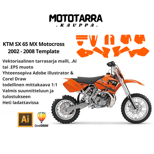 KTM SX 65 MX Motocross 2002 2003 2004 2005 2006 2007 2008 Graphics Template