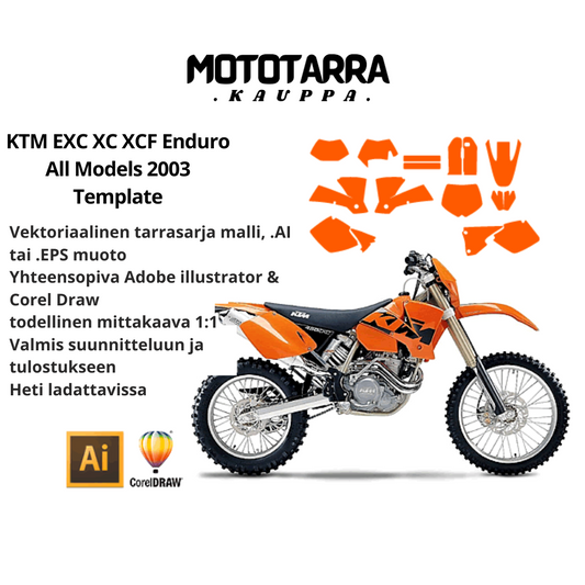 KTM EXC XC XCF Enduro All Models 2003 Graphics Template