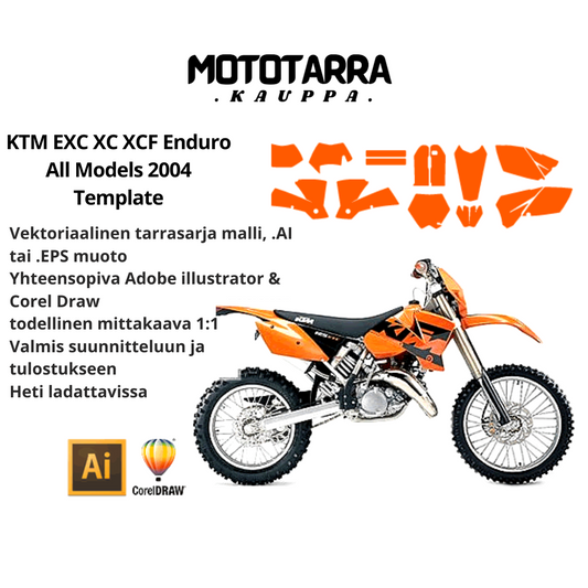 KTM EXC XC XCF Enduro All Models 2004 Graphics Template
