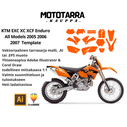 KTM EXC XC XCF Enduro All Models 2005 2006 2007 Graphics Template
