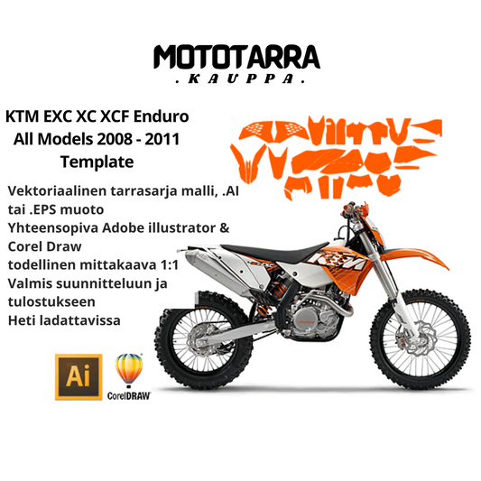 KTM EXC XC XCF Enduro All Models 2008 2009 2010 2011 Graphics Template