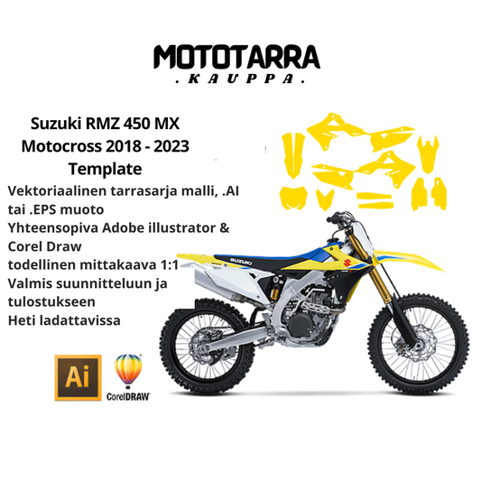 Suzuki RMZ 450 MX Motocross 2018 2019 2020 2021 2022 2023 Graphics Template