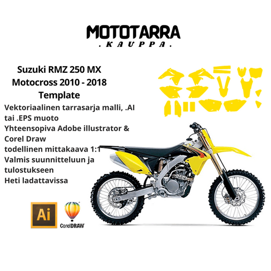 Suzuki RMZ 250 MX Motocross 2010 2011 2012 2013 2014 2015 2016 2017 2018 Graphics Template