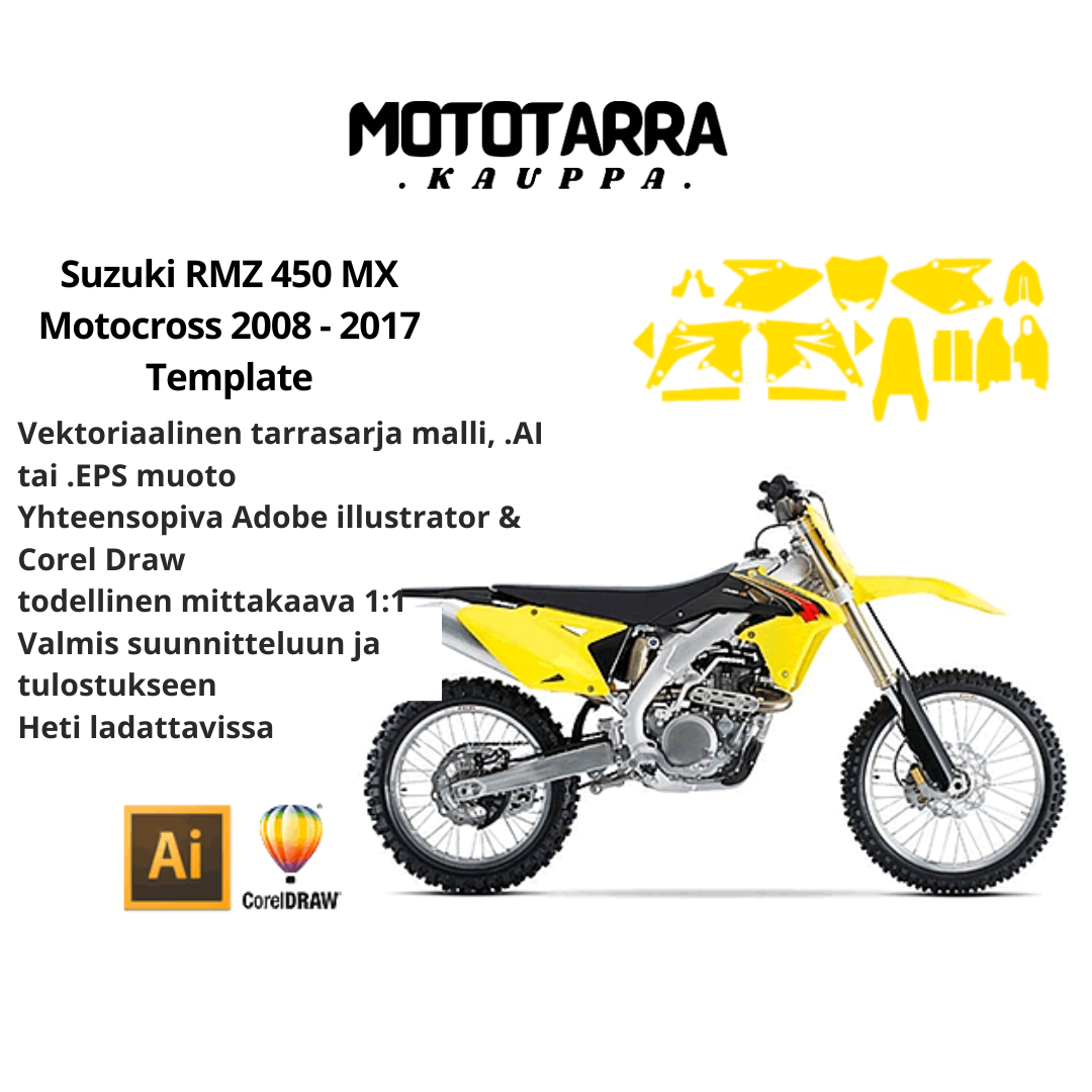 Suzuki RMZ 450 MX Motocross 2008 2009 2010 2011 2012 2013 2014 2015 2016 2017 Graphics Template