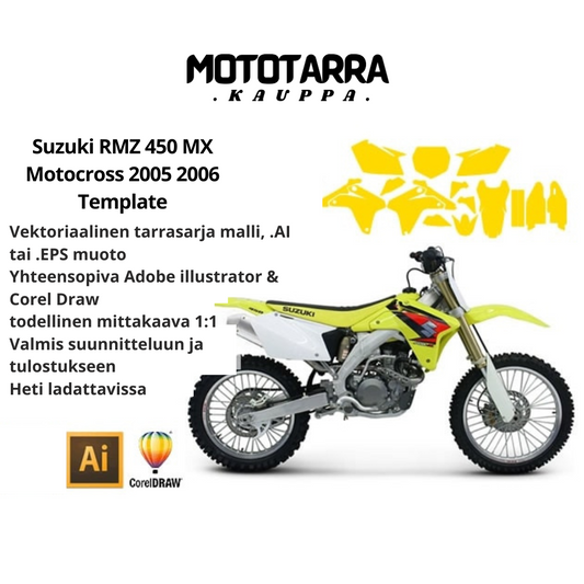 Suzuki RMZ 450 MX Motocross 2005 2006 Graphics Template