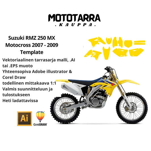 Suzuki RMZ 250 MX Motocross 2007 2008 2009 Graphics Template
