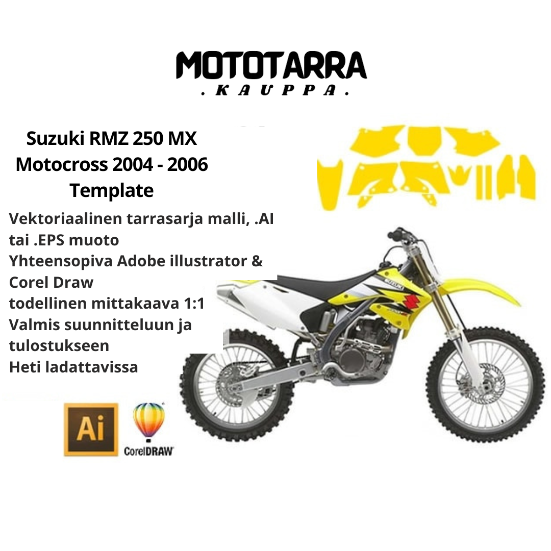 Suzuki RMZ 250 MX Motocross 2004 2005 2006 Graphics Template
