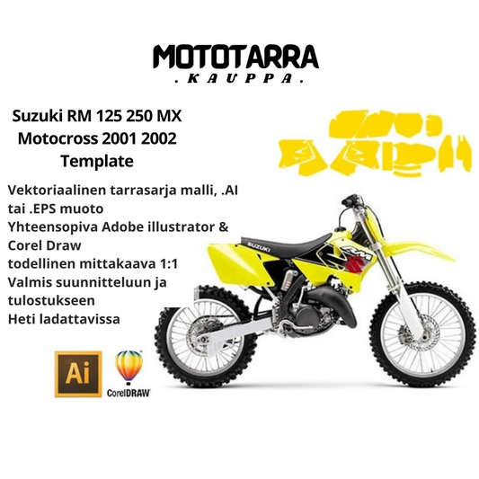 Suzuki RM 125 250 MX Motocross 2001 2002 Graphics Template