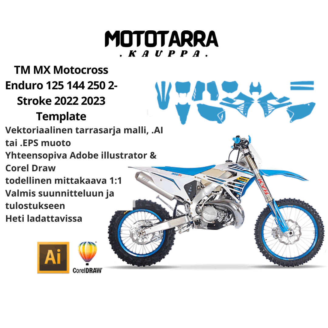 TM MX Motocross Enduro 125 144 250 2-Stroke 2022 2023 Graphics Templat ...