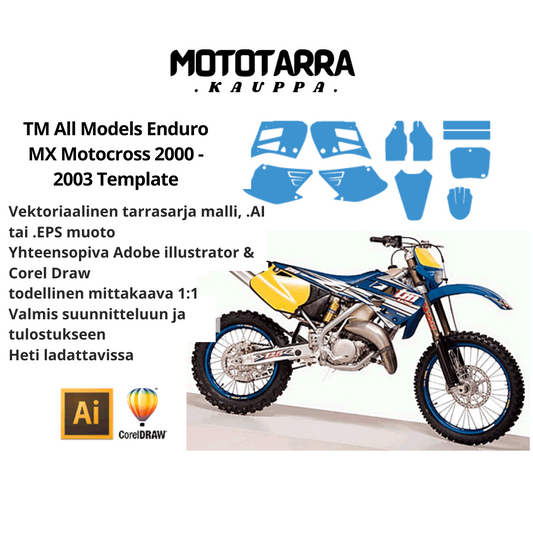 TM All Models Enduro MX Motocross 2000 2001 2002 2003 Graphics Template